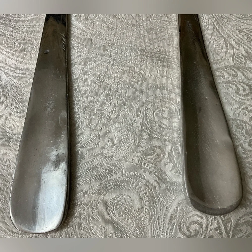 Vintage Stainless Steel Salad Serving Set Large Spoon Fork Textured Handles